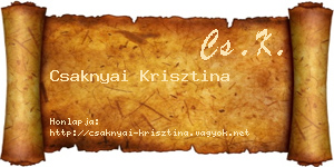 Csaknyai Krisztina névjegykártya
